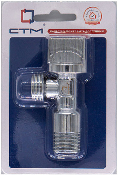 Кран шар. д/сантех. прибор. угл. 1/2"х1/2" ш/ш с отражат. бабочка, хром. CTM