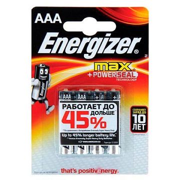 Элемент питания ENERGIZER MAX AAA E92 4шт*12