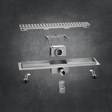 Трап для душа линейный РМС ТЛ03-80х7см Нержавеющая сталь