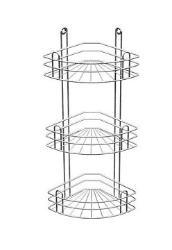 Полка угловая 3-х ярусная с крючками хром ВКУ633