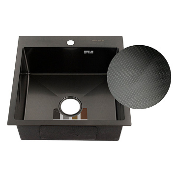 Мойка из нержавеющей стали FABIA PROFI 50*50см толщ.3,0*0,8мм, глуб.200мм + СИФОН (ГРАФИТ) (50503DG)