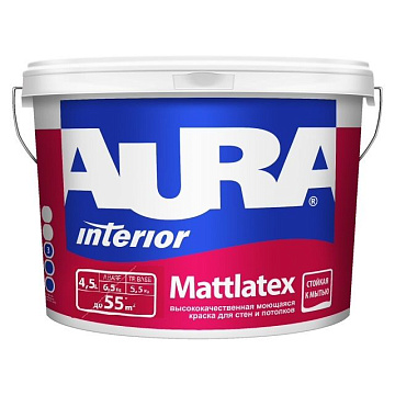 Краска MATTLATEX моющаяся для стен/пот 4,5л AURA