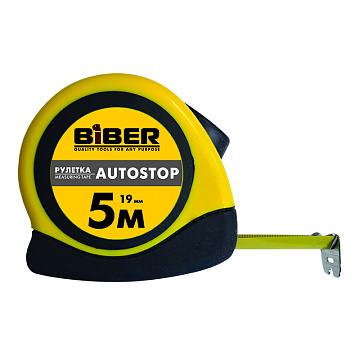Рулетка AUTOSTOP  обрезиненный корпус  5м*19мм   40072 БИБЕР