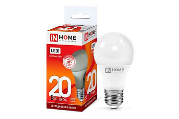 Лампа с/д IN HOME LED-A60-VC 20Вт 230В E27 6500К 1800Лм 