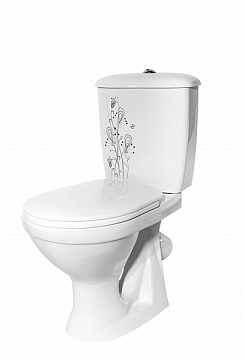 Унитаз (компакт) СТАРЫЙ ОСКОЛ СУПЕРКОМПАКТ слив6л., сиденье ПОЛИПРОПИЛЕН (декор ЦВЕТЫ)