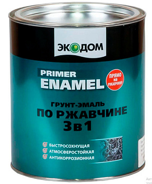 Грунт-эмаль серый по ржавчине 3в1 ЭКОДОМ 0,9 кг (новая фасовка )