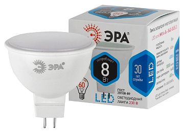 Лампа с/д ЭРА LED smd MR16-8W-840-GU5.3 