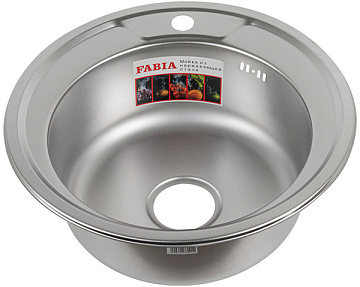 Мойка из нержавеющей стали врезная FABIA D490мм ДЕКОР толщина 0,8мм, глубина 180мм (62276D)