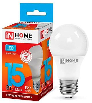 Лампа с/д IN HOME LED-A60-VC 15Вт 230В E27 4000К 1350Лм 