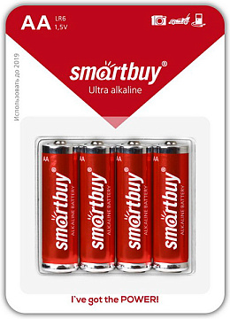 Батарейка алкалиновая Smartbuy  LR6/4B (48/480)  (SBBA-2A04B)