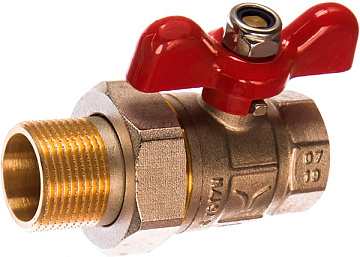 Кран шаровой полнопроходной со сгоном 1" Н-В ручка-бабочка