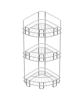 Полка угловая 3-х ярусная напольно-настенная хром ВКУ433