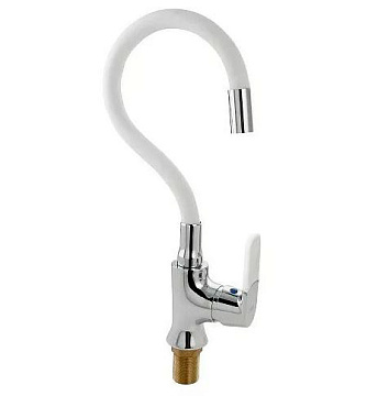 Смеситель MAK для кухни с гибким изливом БЕЛЫЙ (4104)