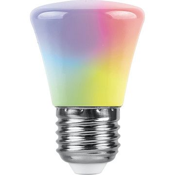 Лампа с/д FERON (1W) E27 RGB C45, LB-372 прозрачный плавная смена цвета