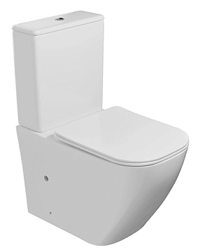 Унитаз (компакт) WAVE "QUADRO" БЕЗОБОДКОВЫЙ, слив 3/6л., сиденье ДЮРОПЛАСТ МИКРОЛИФТ (552974)