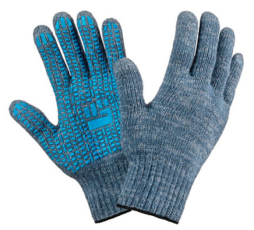 Перчатки х/б с ПВХ Черные 7,5 класс 6 нитей Протектор  63-68 гр (300)