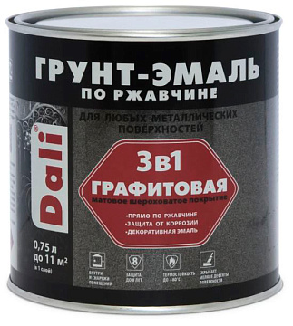 Эмаль 3в1 ЗЕЛЕНЫЙ графитовая по ржавчине 0,75л Dali (20660) (6шт/уп)