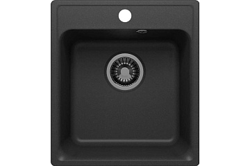 Мойка кухонная кварцевая POLIGRAN QuartzBond 430 УГОЛЬ (С СИФОНОМ)