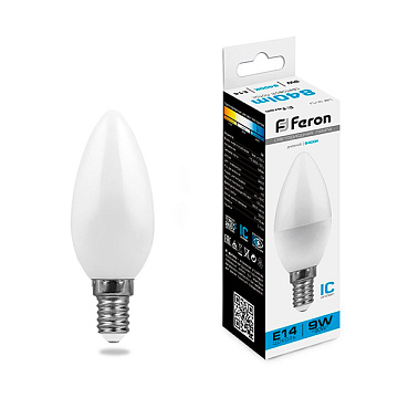 Лампа с/д FERON (9W) 230V E14 6400K, LB-570