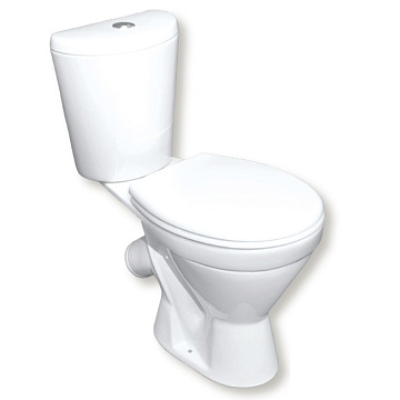 Унитаз (компакт) ROSA "ЭЛЕГАНТ" косой выпуск, слив 6литров, сиденье полипропилен (БЕЛЫЙ)