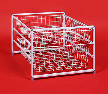 Комплект стеллажной системы №1 3-хярусная рама с сетчатыми полками, 01WH