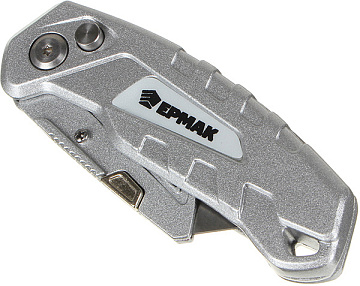 ЕРМАК Нож, 18 мм, складной, двухкомпонентная рукоятка, сменное лезвие, пластик, углеродистая сталь