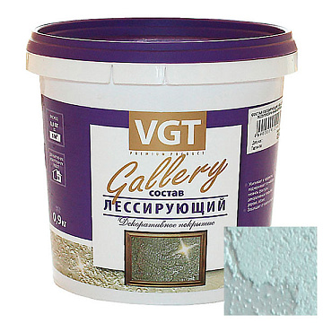 Состав лессирующий Gallery полупрозрачный Серебристо-Белая 0,9 кг ВГТ