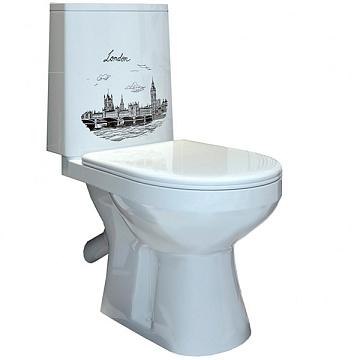 Унитаз (компакт) СТАРЫЙ ОСКОЛ ФИОНА ЛЮКС слив 3/6 литров ДЮРОПЛАСТ (декор ЛОНДОН)