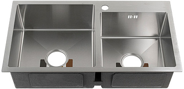 Мойка из нержавеющей стали FABIA PROFI ДВОЙНАЯ 78х43см, сифон с переливом + корзина (78433)