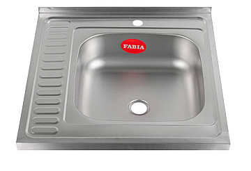 Мойка из нержавеющей стали накладная FABIA 60*60 (ПРАВ) толщина 0,4мм, глубина 160мм (м00011)