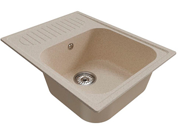 Мойка из искусственного мрамора MIXLINE ML-GM18 с крылом, БЕЖЕВЫЙ (328), 640*490*190мм