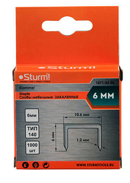 Скобы для степлера 6мм (тип 140) 1000шт Sturm! 1071-03-06