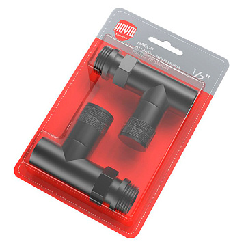 Набор дизайн-вентилей Royal Thermo PIANO, прямой (черный) 1/2"