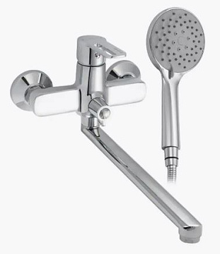 Смеситель CONSUL для ванны длинный излив, шаровый, с дивектором на корпусе, ручка с прорезью (4970)