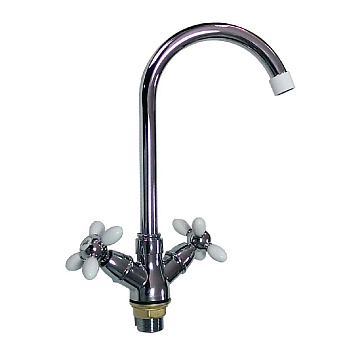 юСмеситель САНАКС "СЕРП и МОЛОТ" для кухни с белыми вставками  металлокерамика (3706)