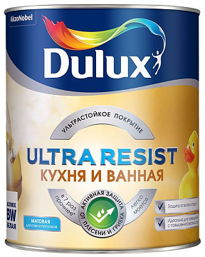 Dulux Ultra Resist Кухня и Ванная краска  повышенной влагостойкости для стен и потолков 1л