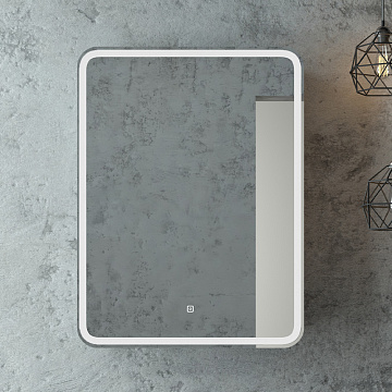 юЗеркало-Шкаф с LED-подсветкой САНАКС 60*80*15 сенсорное включение, розетка (45005)