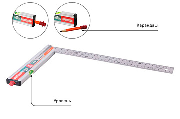Угольник с уровнем и карандашом 400мм Кулибин Sturm! 2020-06-400