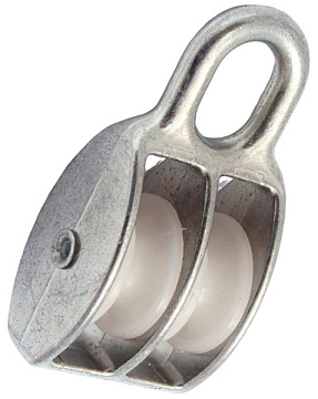 Блок двойной, с нейлоновым колесом 25мм