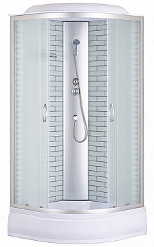 Душевая кабина LORANTO CS-6610-25FW 100*100*215 стекло белый кирпичный узор, средний поддон 25 см