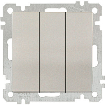 Выключатель трехклавишный, цвет титан, CANDELA