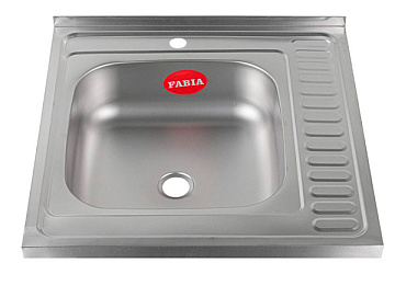 Мойка из нержавеющей стали накладная FABIA 60*60 (ЛЕВ) толщина 0,4мм, глубина 160мм (м00004)