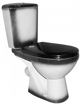 Унитаз (компакт) ROSA "КОМФОРТ" косой выпуск, слив 3/6литров, сиденье полипропилен (ЧЕРНЫЙ)