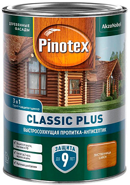 Pinotex Classic Plus быстросохн. пропитка-антисептик 3 в 1 для древесины лиственница ( 0,9л)
