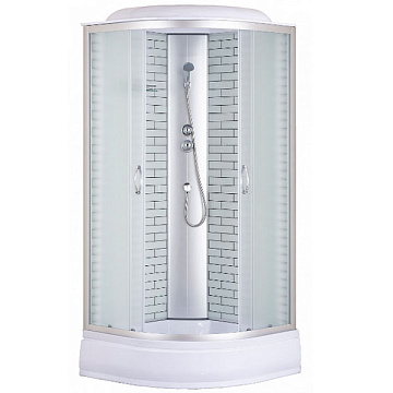 Душевая кабина LORANTO CS-6690-25FW 90*90*215 стекло белый кирпичный узор, средний поддон 25 см