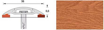 Порог с монт. кан  36мм 0,9м "Идеал" дуб коньячный