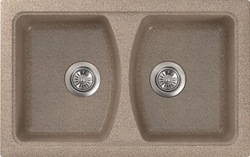 Мойка мрамор FOSTO КМ 79-50 SGA-806 ПРЯМОУГ. двойная, цвет страда,772*495*185, С СИФОНОМ