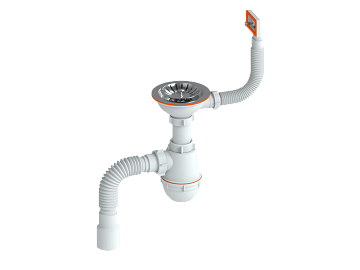 Сифон "РМС" СЕМ-П (П) для мойки (прямоугольный перелив пластиковый шток)