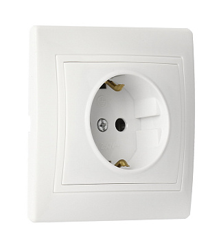 Розетка Венера 1-я с/з 16А белая (SBE-01w-16-S1-Z-c)