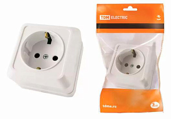 Розетка TDM Ладога 1 гн. с/з керамика белая 16 А IP20 SQ1801-0111 бел